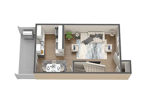 Floor plan 2 Bed 1 Bath Townhouse