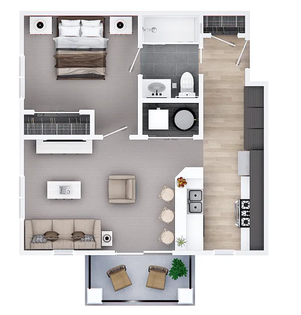 Floor plan One Bedroom, One Bath B