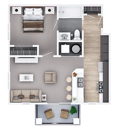 Floor plan One Bedroom, One Bath B