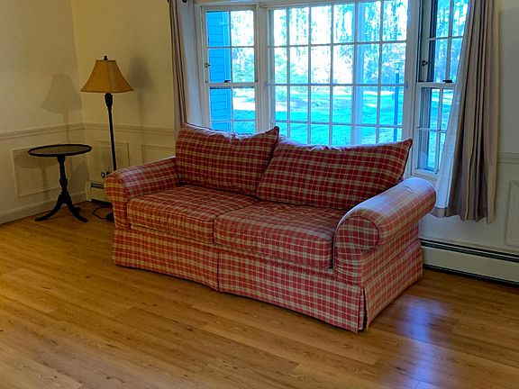 Enjoy the view out of the beautiful bay window.