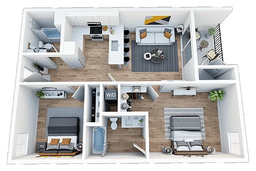 Floor plan 2 Bedroom, 2 Bath