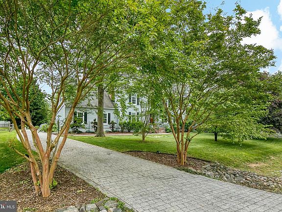 Large stamped concrete driveway.