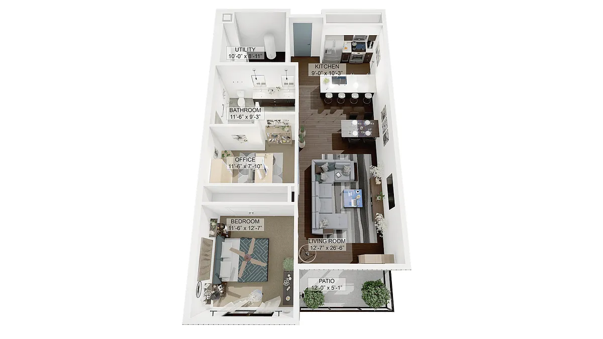 Floor plan 1 Bedroom 1 Bathroom