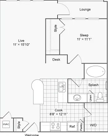 1 BR x 1 BA - E Floorplan 1 BR x 1 BA - E Floorplan