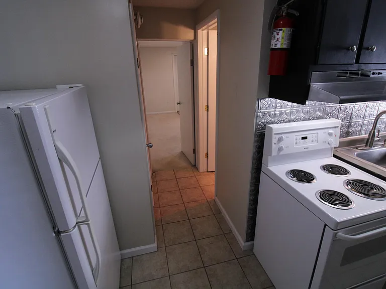 View from Kitchen toward the Bathroom and Bedroom