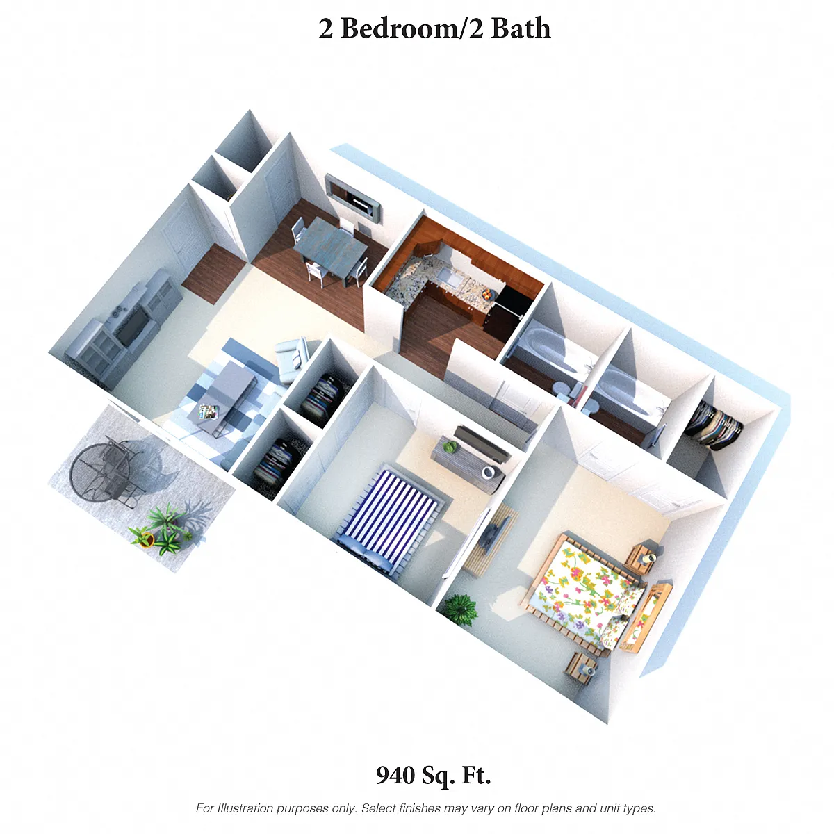 Floor plan 2 Bedrooms 2 Baths
