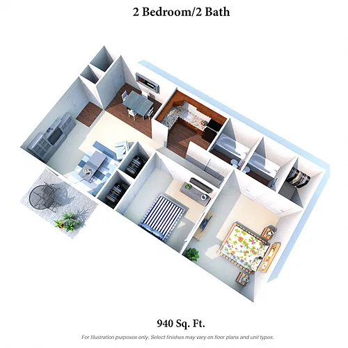 Floor plan 2 Bedrooms, 2 Baths