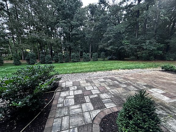 View of private yard & patio from front door, all yard maintenance included