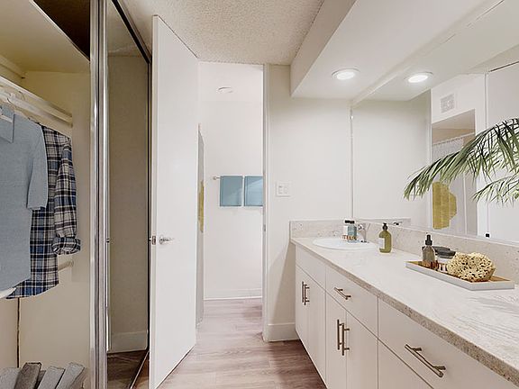 Bathroom and closet space at Mediterranean Village West Hollywood