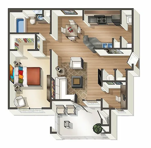 Floor plan A2 - Oakwood - One Bedroom, One Bathroom