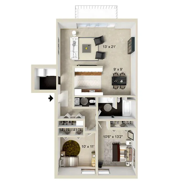 Floor plan 2 bedroom 1 and half bathroom