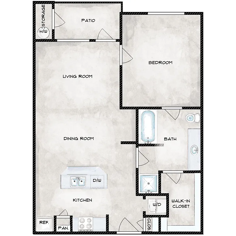 Floor plan 1 Bed 1 Bath A