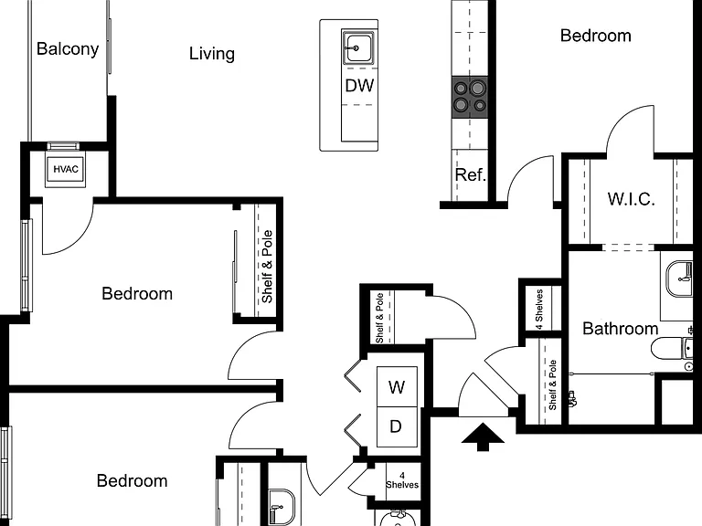 Floor Plan E2 | Forte at 84 South | Apartments in Greenfield, WI Floor Plan E2 | Forte at 84 South | Apartments in Greenfield, WI