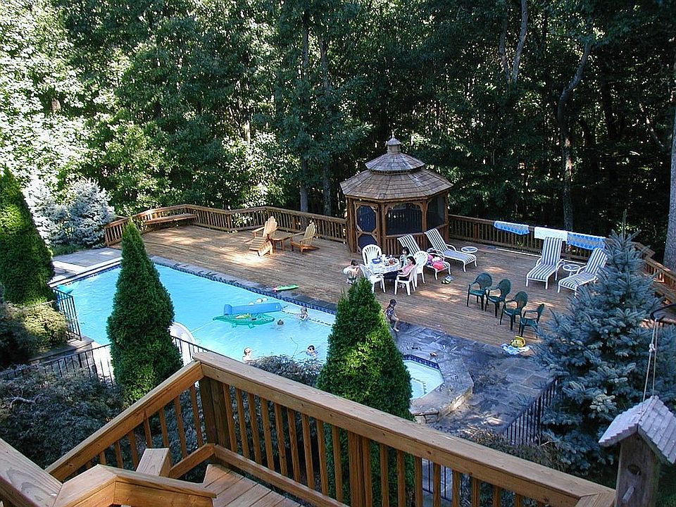 View from Upper Patio looking out on Pool and Gazebo