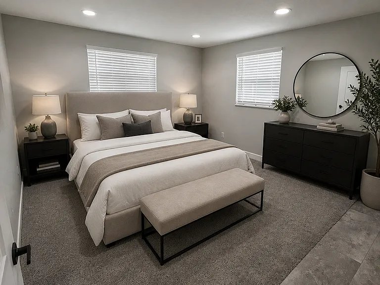 Master Bedroom with AI generated photo.