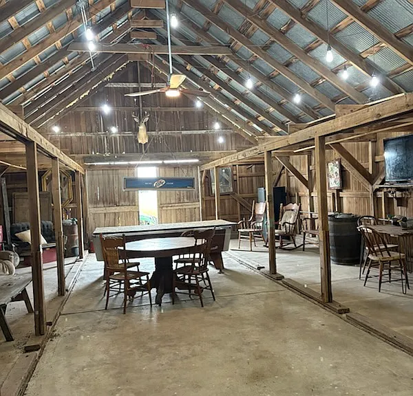 Pool table and card table in Rooster Roost