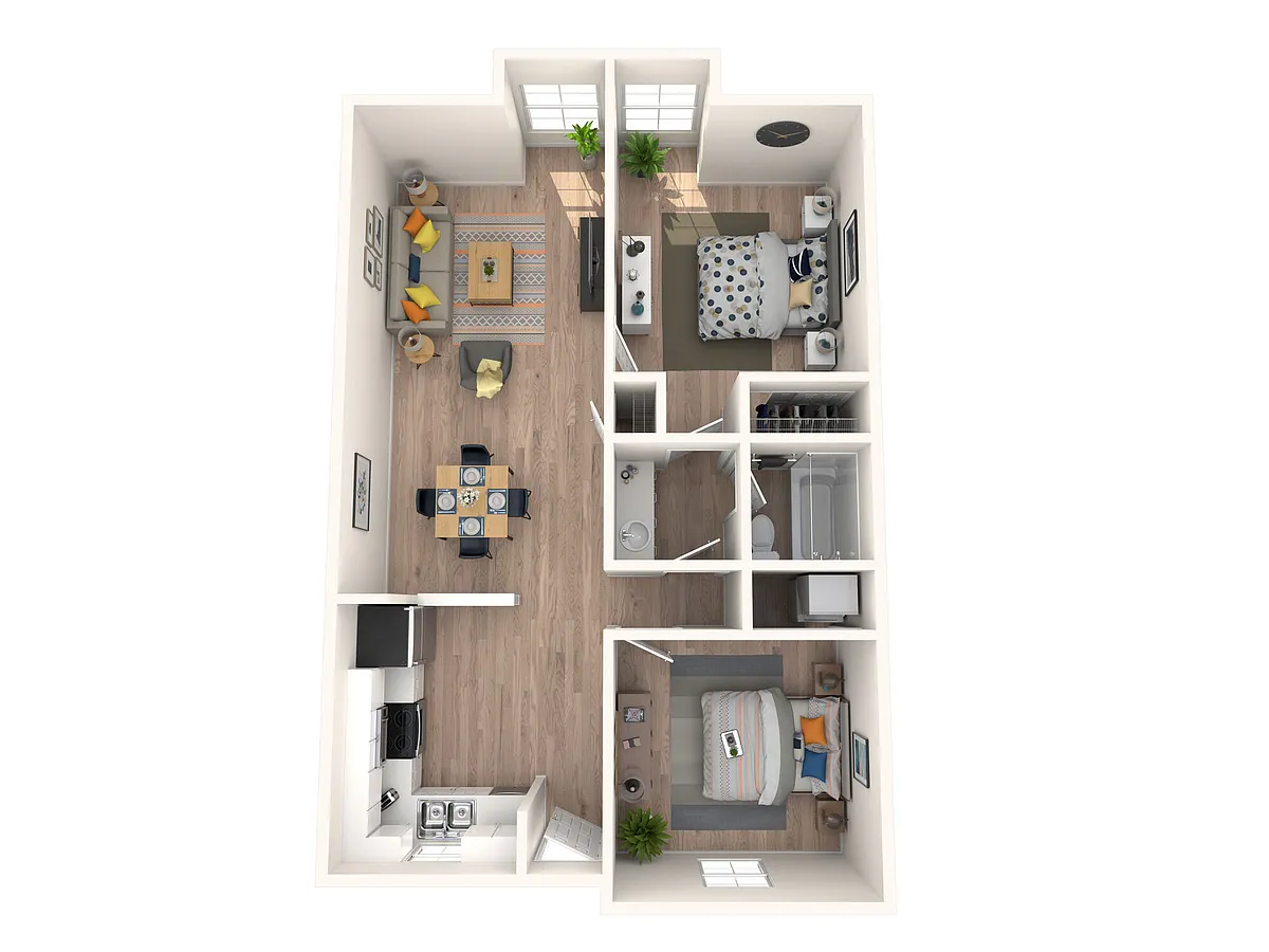 Floor plan 2x1 Renovated W&D