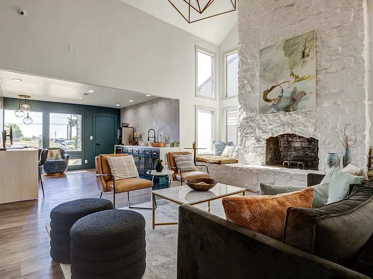 Community Clubhouse Seating Area and Fireplace