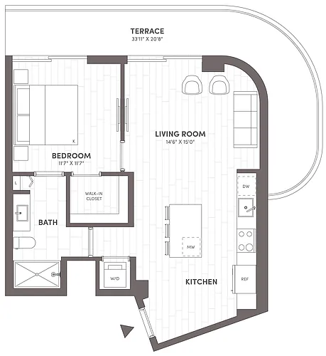 Floor plan 1 Bed-1 Bath-B5