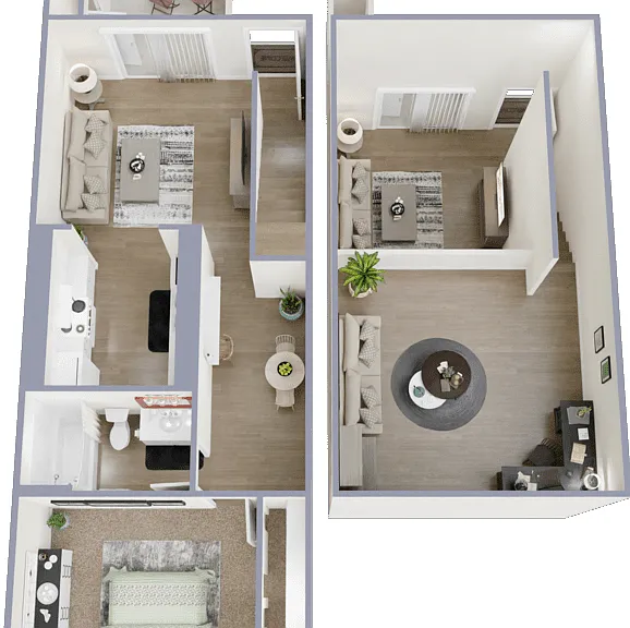 One Bed One Bath with Loft Floorplan Diagram