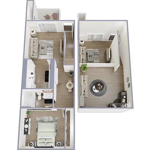 Floor plan One Bed One Bath with Loft