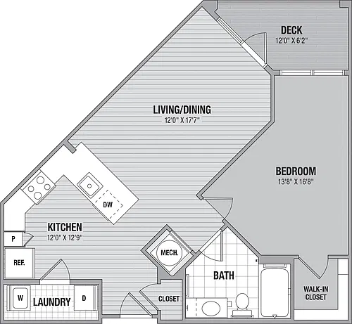 Floor plan Alder 1 Bed/1 Bath