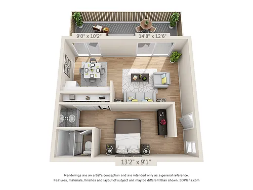 Floor plan Junior-One Bedroom