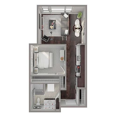 Floor plan 1 Bed-1 Bath-A