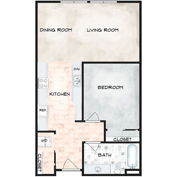 Floor plan 1 Bedroom 1 Bath A