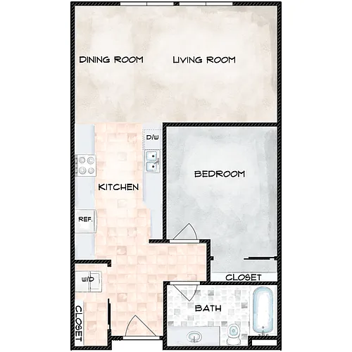 Floor plan 1 Bedroom 1 Bath A