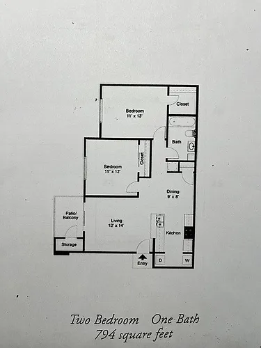 Floor plan 2 Bed 1 Bath