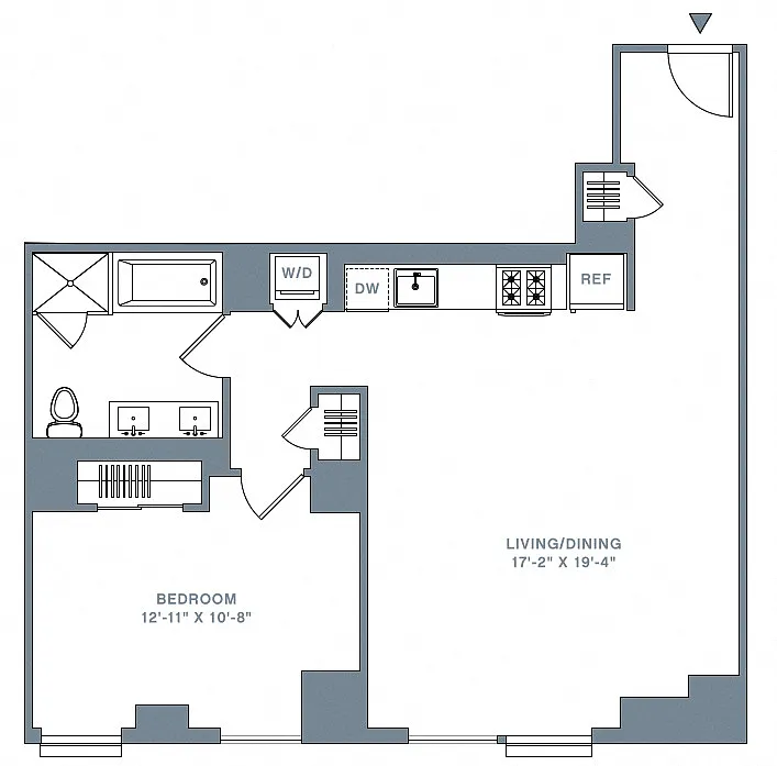 Floor plan 1 Bed_1 Bath-61-63 F