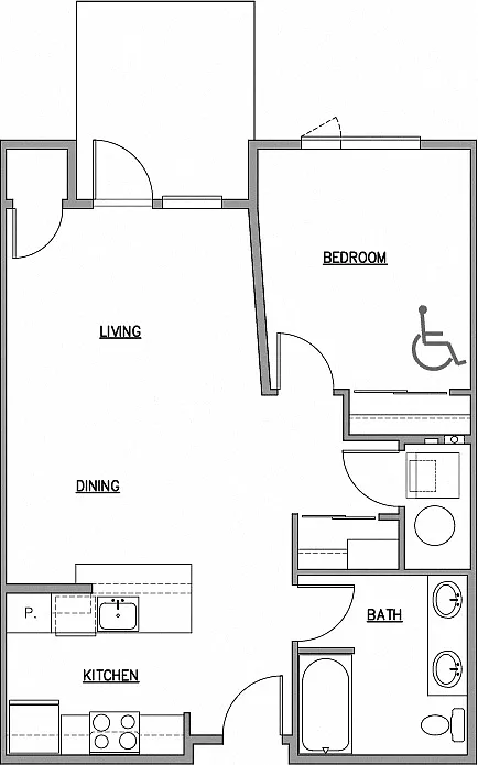 Floor plan 1 Bed 1 Bath L