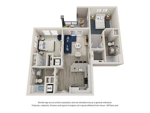 Floor plan The Cape | 2 Bed | 2 Bath