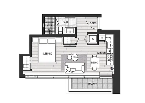 Floor plan Unit 3507 - Studio (Furnished) - 6 month minimum s