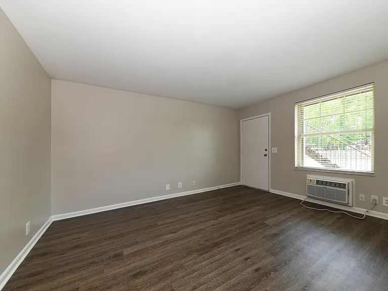 Spacious living room with hardwood-style flooring