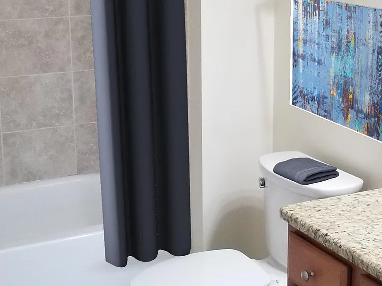 Full size bath tub and granite vanity top.