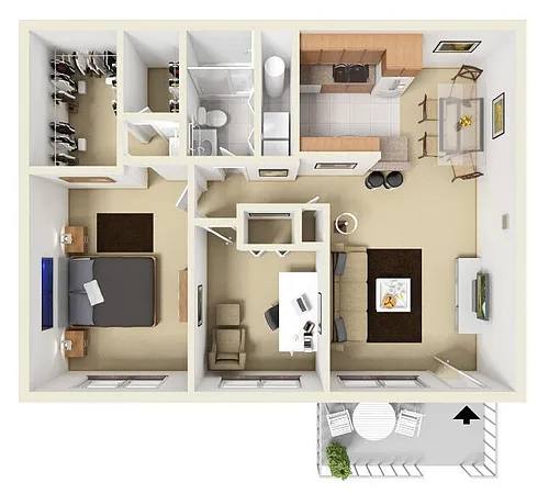 Floor plan 1 Bed/1 Bath