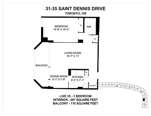 Floor plan 1 Bedroom 1 Bed 1 Bath 12