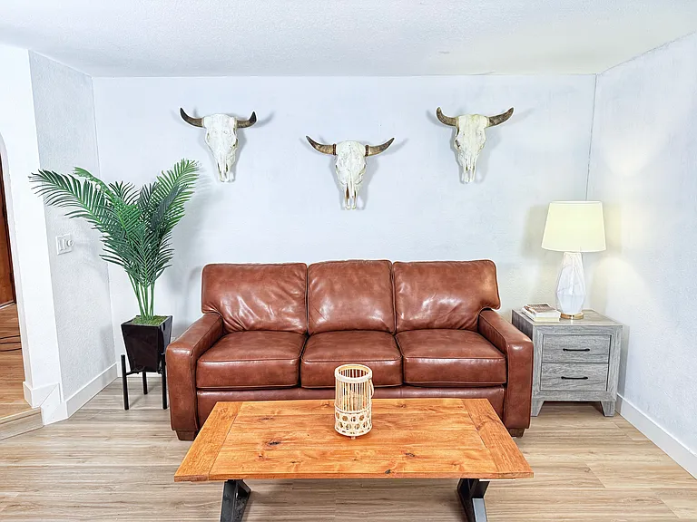 Sitting Room With Rustic Decor and Pull Out Sofa Bed