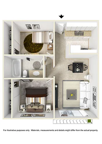 Floor plan Two Bedroom One Bath