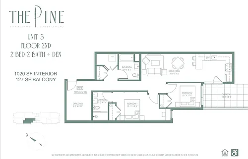 Floor plan Two Bed with Balcony 03 Line