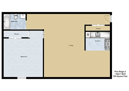 Floor plan 1 Bedroom 1 Bath