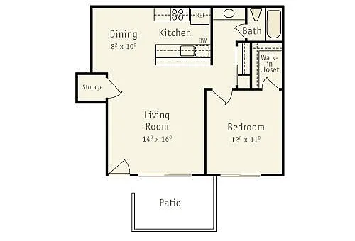 Floor plan 1 Bedroom- Barberry