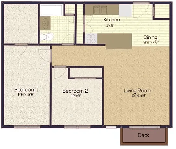 Floor plan 2 Bed F1