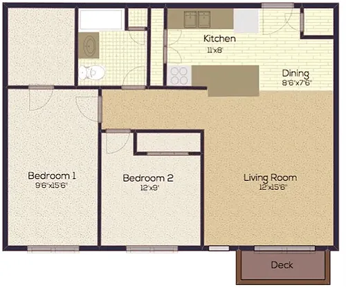 Floor plan 2 Bed F1