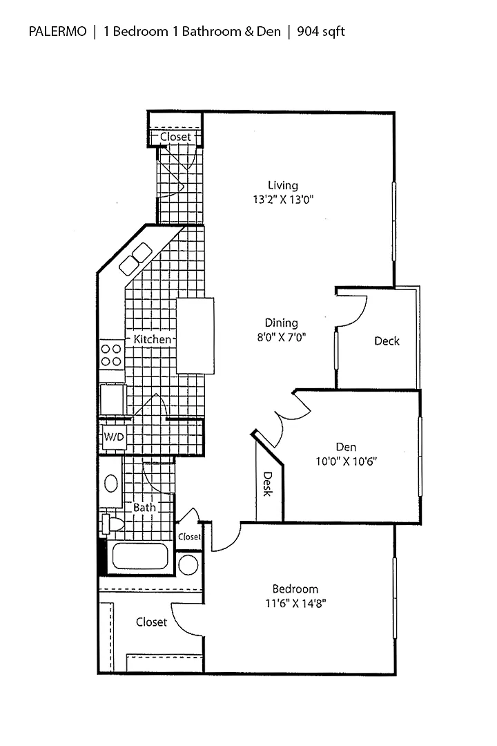 Floor plan 1 Bedroom Den A5