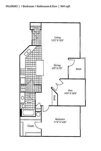 Floor plan 1 Bedroom Den A5