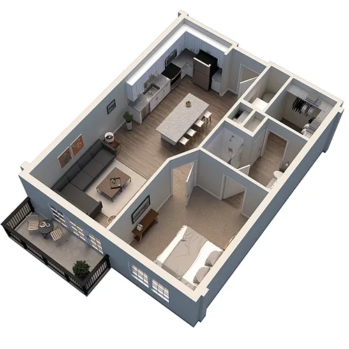 Floor plan 1x1 Phase 2 800 sq ft