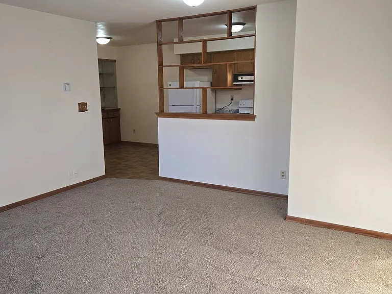 View from the living room to the kitchen.